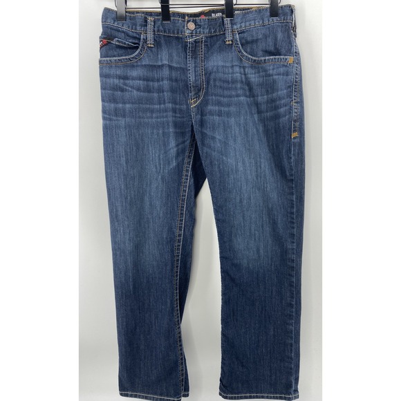 Ariat FR Jeans Mens 38x32 Blue M4 Relaxed Boot Work Fire Resistant Denim Cowboy - Picture 1 of 13